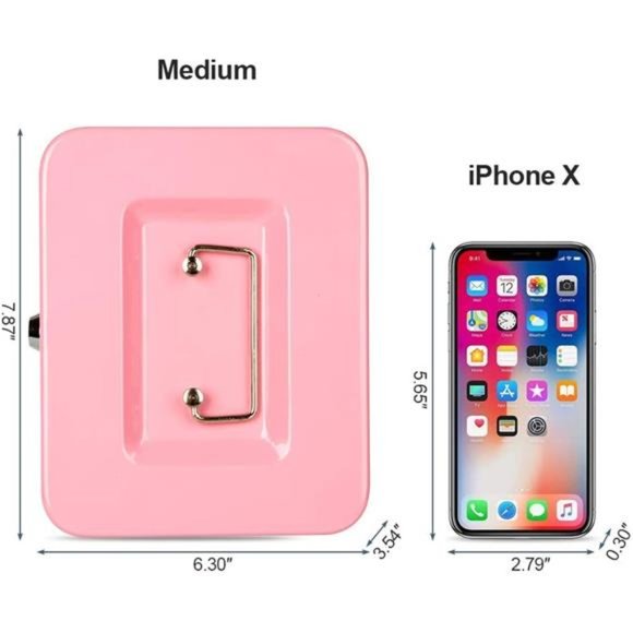 Medium Cash Box with Money Tray,Small Safe Lock Box with Key,Cash Drawer - Picture 3 of 7